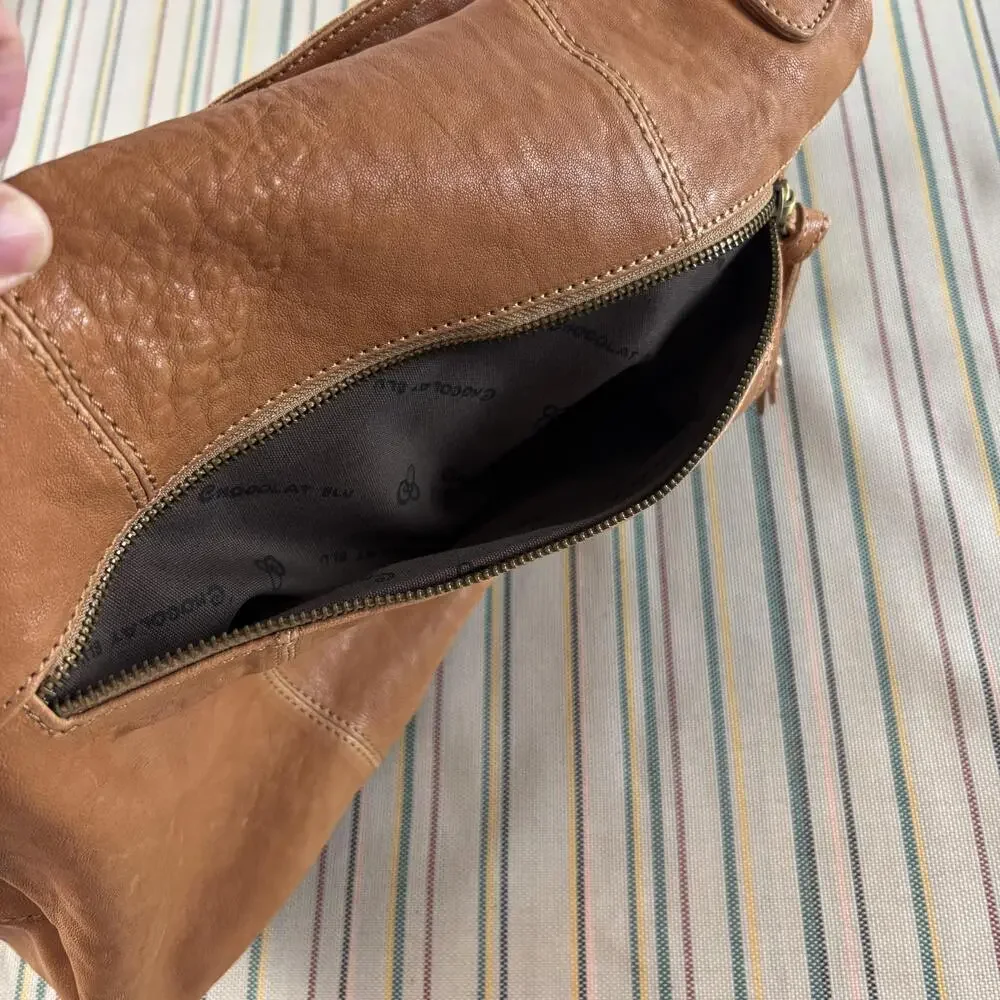 Chocolat Blu Leather Bag Womens Tan Brown Convertible Shoulder Crossbody NWT